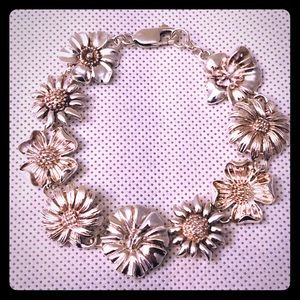 Vintage Sterling Flower Bracelet